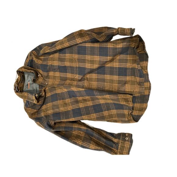 Ridgecut Toughwear Orange Brown Checked Flannel Shirt Mens L - Picture 1 of 3